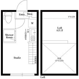 ハーモニーテラス上高井戸IV 2階ワンルームの間取り