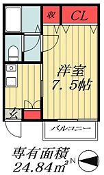 東京メトロ東西線 浦安駅 徒歩10分の賃貸アパート 1階1Kの間取り