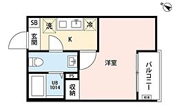 エトワール鶴ヶ島 1階1Kの間取り