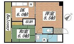 キャッスル稲毛 2DKの間取図画像