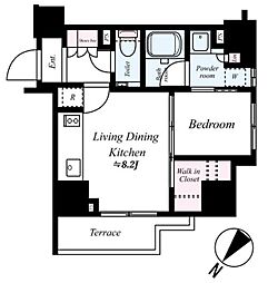 インプレストコア代官山 1LDKの間取図画像