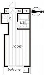 ペガサスマンション経堂 3階ワンルームの間取り