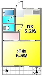 ハイムメイプル 2階1DKの間取り