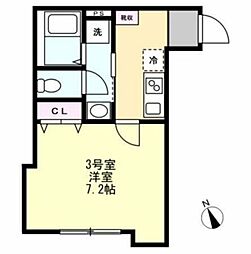 ベイルーム相模原氷川町 1Kの間取図画像