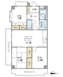 グランフォルム国立 3LDKの間取図画像