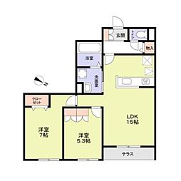 ハイテラス千里 2LDKの間取図画像
