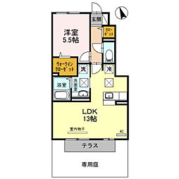 グランシャリオ加納 1階1LDKの間取り