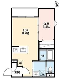 AMALFI 2階1LDKの間取り