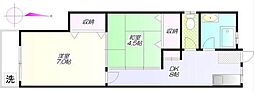 サニーコーポ・K. 2DKの間取図画像