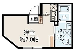 フィエルテ東向島 3階ワンルームの間取り