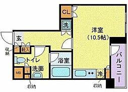 都営大江戸線 春日駅 徒歩7分の賃貸マンション 2階ワンルームの間取り