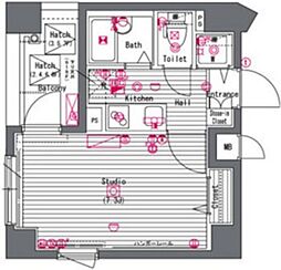 ガーラ新宿下落合 2階1Kの間取り