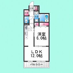 堺市北区北花田町4丁アパート 1LDKの間取図画像