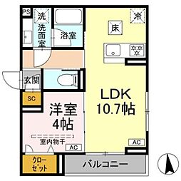 D paina 犬蔵 1LDKの間取図画像