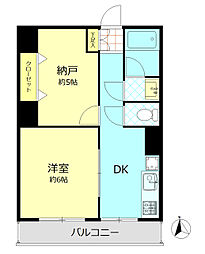 峰マンション 3階1SDKの間取り
