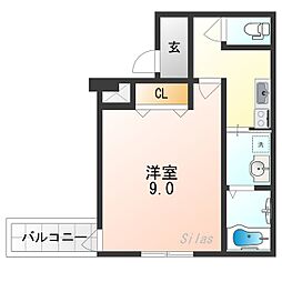 おおさか東線 高井田中央駅 徒歩5分の賃貸アパート 1階1Kの間取り