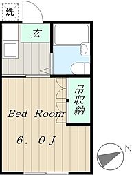 エンゼル西生田B 1Kの間取図画像