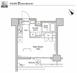 プラウドフラット戸越公園 ワンルームの間取図画像