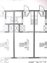 アーバンハイム第二 2階1Kの間取り