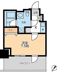ドゥーエ幡ヶ谷 9階1Kの間取り