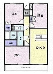 グリーンハイツ2稲垣 3DKの間取図画像