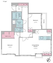 レジディア上目黒 2LDKの間取図画像