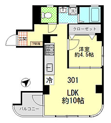 茅ヶ崎アメニティー 1LDKの間取図画像