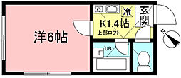 フラット2 1Kの間取図画像