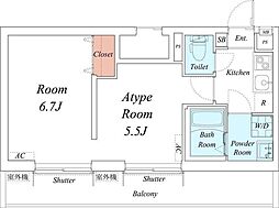 M-1Tokyo東六郷 1Kの間取図画像
