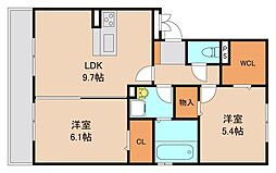エスポワール 2LDKの間取図画像
