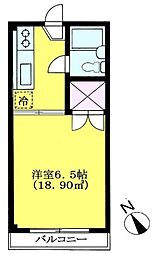 和泉町コーポ 2階1Kの間取り