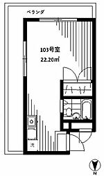 フレクション川崎 ワンルームの間取図画像