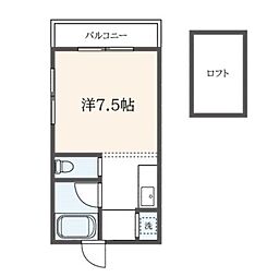 国分寺フラット 1階ワンルームの間取り