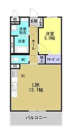 プランドールソフィアＶＩ 1階1LDKの間取り