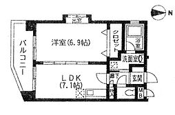 パラディス小笹 1DKの間取図画像