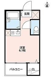 FelicitaII 3階ワンルームの間取り