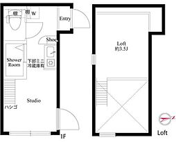 ハーモニーテラス神谷 1階ワンルームの間取り