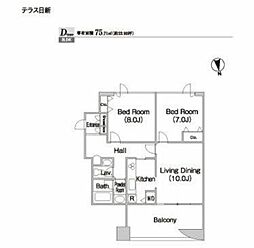 テラス日新 14階2LDKの間取り