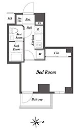 ルクレ住吉 1Kの間取図画像