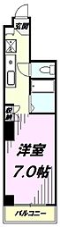 リヴイン国立 1Kの間取図画像