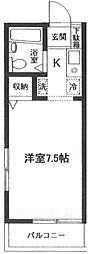 サニーハウス 1階1Kの間取り