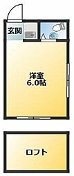 山岸マンションＡ 2階ワンルームの間取り