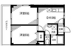 カサベルテ堀切 2DKの間取図画像