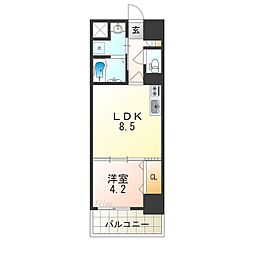 GrandPacific帝塚山Innovation 1LDKの間取図画像