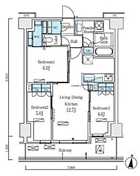 ロイヤルパークス赤羽ノース 3階3LDKの間取り