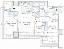 クラッシィタワー新宿御苑 24階3LDKの間取り