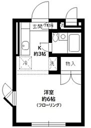 プリマヴェーラ鷺ノ宮 1階ワンルームの間取り
