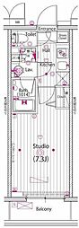 GALARIVERSIDE横濱南 1Kの間取図画像