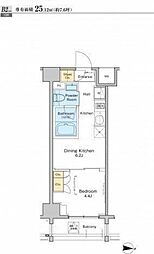 プラウドフラット錦糸町2 3階1DKの間取り