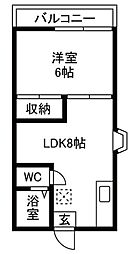 フォーブル上荻 1階1DKの間取り